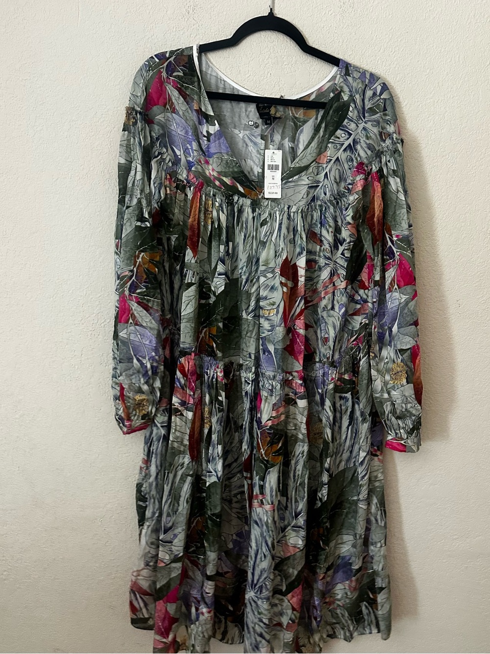 Anthropologie Geisha Designs NWT Green & Purple Floral Midi Dress size M